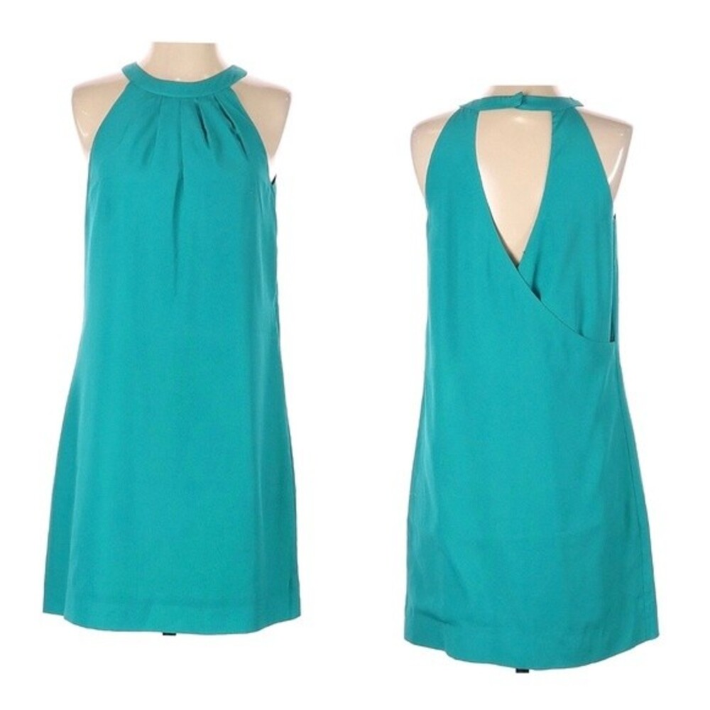 J.Crew turquoise pleated crossover back halter dress size small